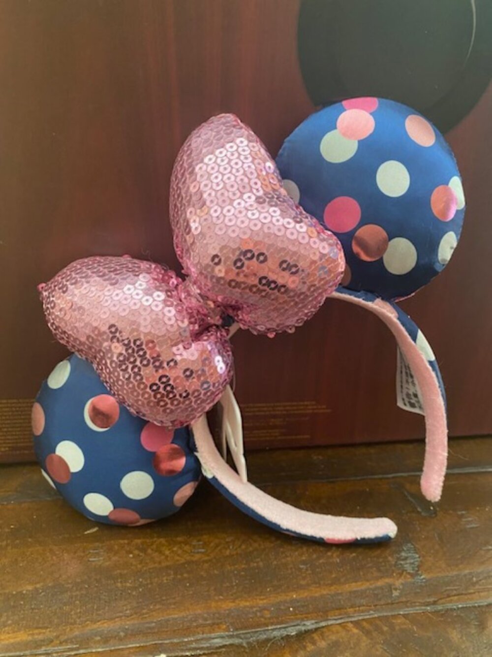 Pink & Navy Polka Dot Ears Headband - Disney